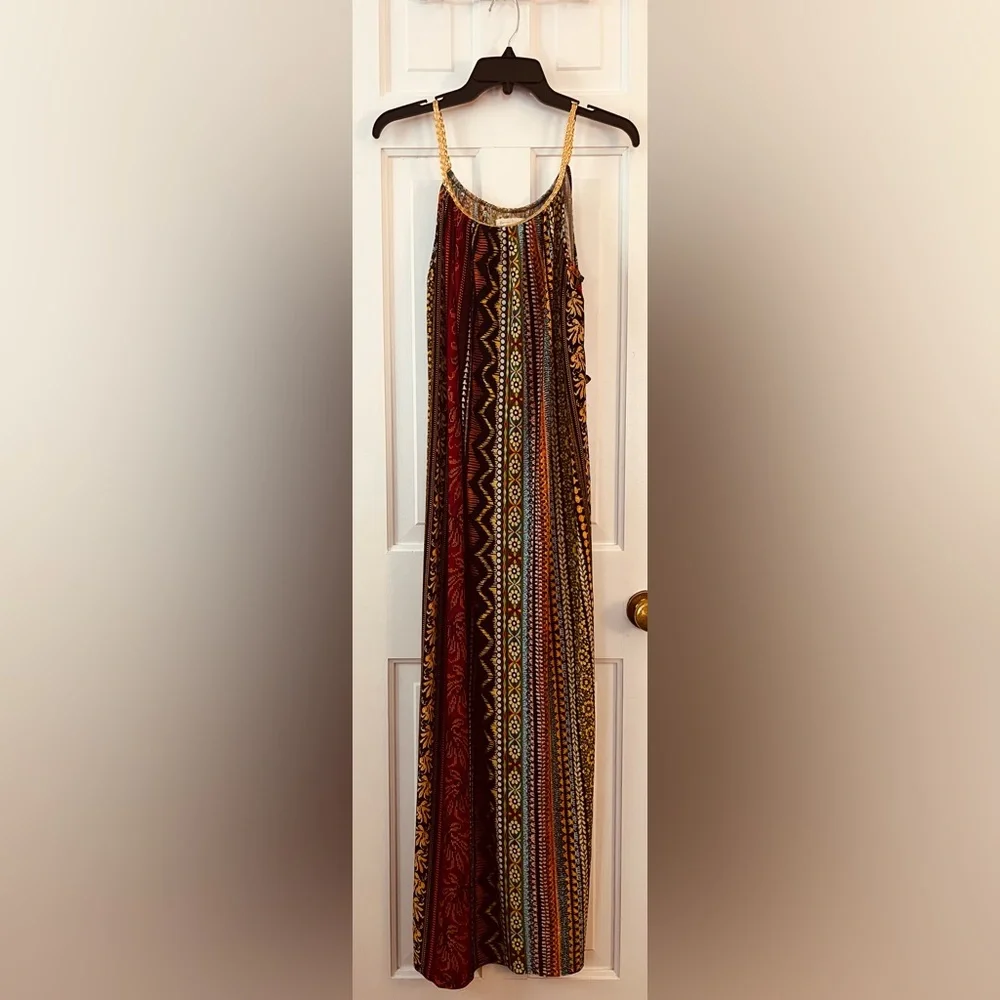 SEVEN ISLANDS Women’s Flowy, Vibrant color Maxi Dress w/ Tassel Belt. Size: (1X) - Picture 3 of 10